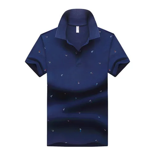 Модная летняя мужская хлопковая брендовая мужская рубашка поло с принтом, Мужская рубашка поло с коротким рукавом и отворотом, приталенная мужская одежда - Цвет: Multi