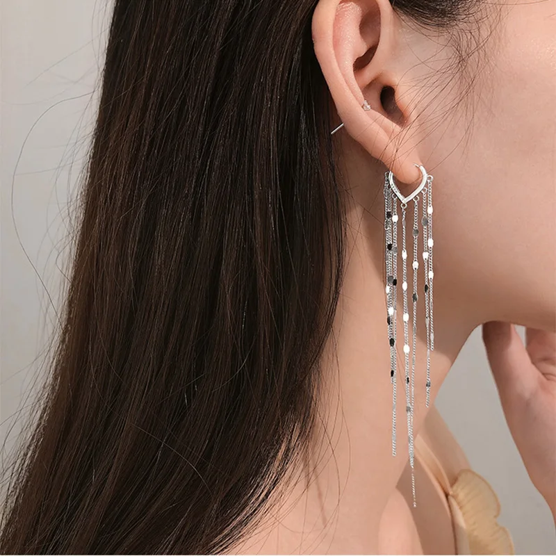 Hola Descenso repentino clérigo XIYANIKE-pendientes de aro con borla larga para mujer, aretes de Color  plateado, joyería hecha a mano, temperamento femenino, corazón de amor,  regalo precioso - AliExpress Joyería y accesorios