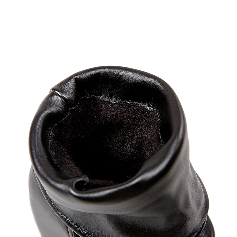 Coolcept/новые модные сапоги до середины икры, Размеры 33-43 женские короткие плюшевые сапоги с круглым носком, сезон осень-зима Удобная Обувь на низком каблуке