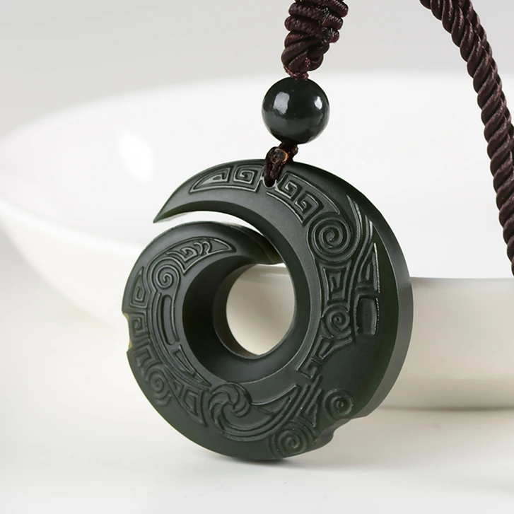 Натуральный нефритовый Подвесной Ожерелье, ювелирное украшение из нефрита для мужчин, подарок, буддийское ожерелье, подвеска