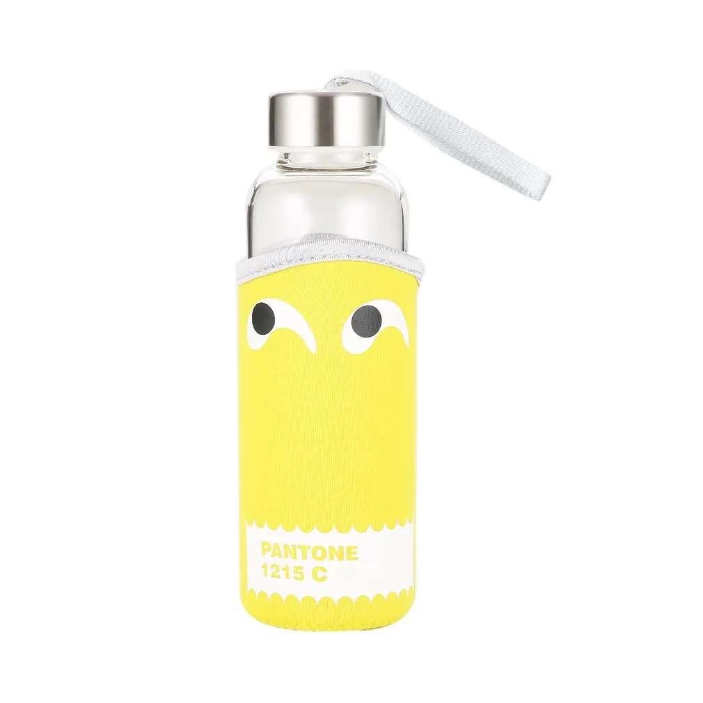 350ml Glass Bottle Quality Borosilicate Glass Water Bottle Leak-proof Stainless Steel Cap With Cloth Sleeve Cover - Цвет: yellow
