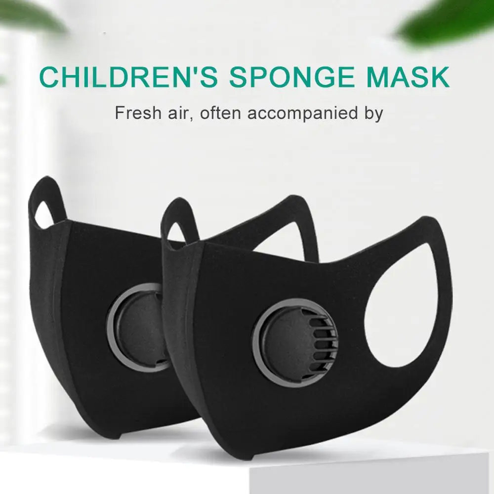 Spong Black Valve Kid Child Mask Mouth Face Masks Anti PM2.5 Dust Maske Washable Reusable Mouth Cover PM2.5 Filter face mask