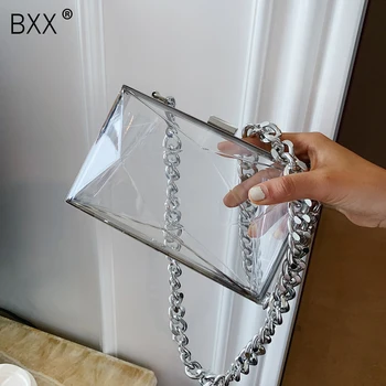 

[BXX] Small Transparent Crossbody Bags For Women 2020 Summer Luxury Solid Color Chain Shoulder Handbags Cross Body Bag HM553