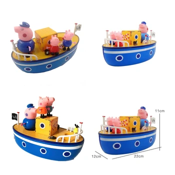 

Peppa pig Sailing Boat George Model Pink Pig Family Pig Grandpa Action Figure Character Toy Bath Set kids Play House Toy Gift
