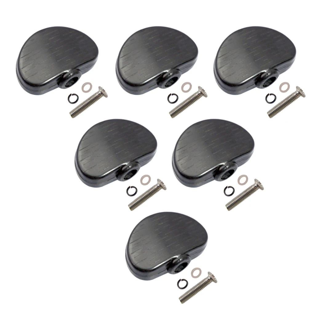 Pack of 6 Universal Guitar Tuner Machine Head Semicircle Buttons Tuning Key Replacement Black, with Screws and Gaskets