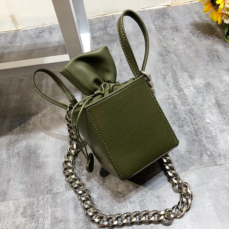 

New French Style Small Bag Female Texture Wild Bow Box Bag Shoulder Messenger Bag