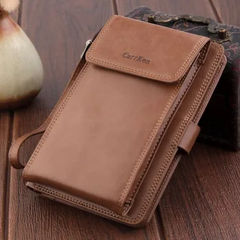 

New Men's Wallet Pure Color Wrist PU Leather Clutch Bag Long Buckle Design Multifunctional Bag Card Phone Bag