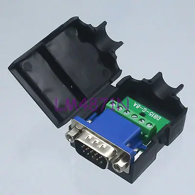 

DHL/EMS 50 LOTS DB15 D-SUB VGA plug 3+2pin Terminal Breakout PCB Connector COVER HOOD nut black -d2