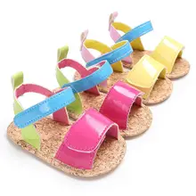 Детские летние сандалии для маленьких девочек; искусственная кожа; нескользящая розовая резиновая подошва; праздничное платье принцессы; обувь для малышей и новорожденных; обувь для первых шагов