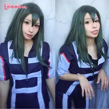 Парик L-email, My Hero Academy Tsuyu Asui, косплей, парики, фроппи, косплей, длинный зеленый парик, парик на Хэллоуин, синтетические волосы, термостойкие