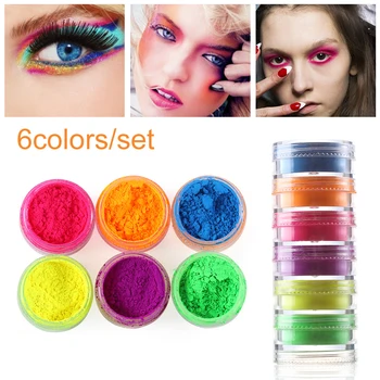 

6Pcs Neon Loose Powder Eyeshadow Pigment Matte Mineral Spangle Nail Powder Make Up 6 colors Shimmer Bright Eyeshadow Cosmetics