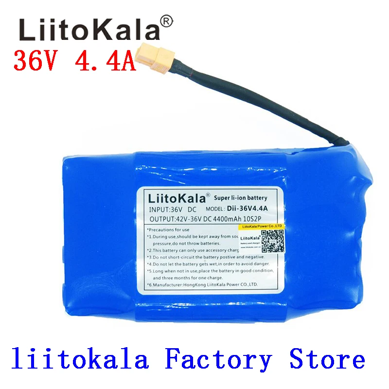 

LiitoKala 36V 4.4ah Lithium Battery High Drain 2 wheel Electric Scooter Balancing Battery For Self-balancing Fit 6.5 "7"
