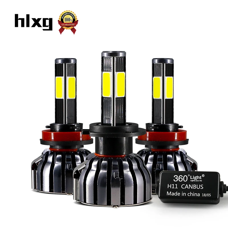 Hlxg 4 стороны H7 светодиодный лампы для фар дальнего и ближнего света автомобилей