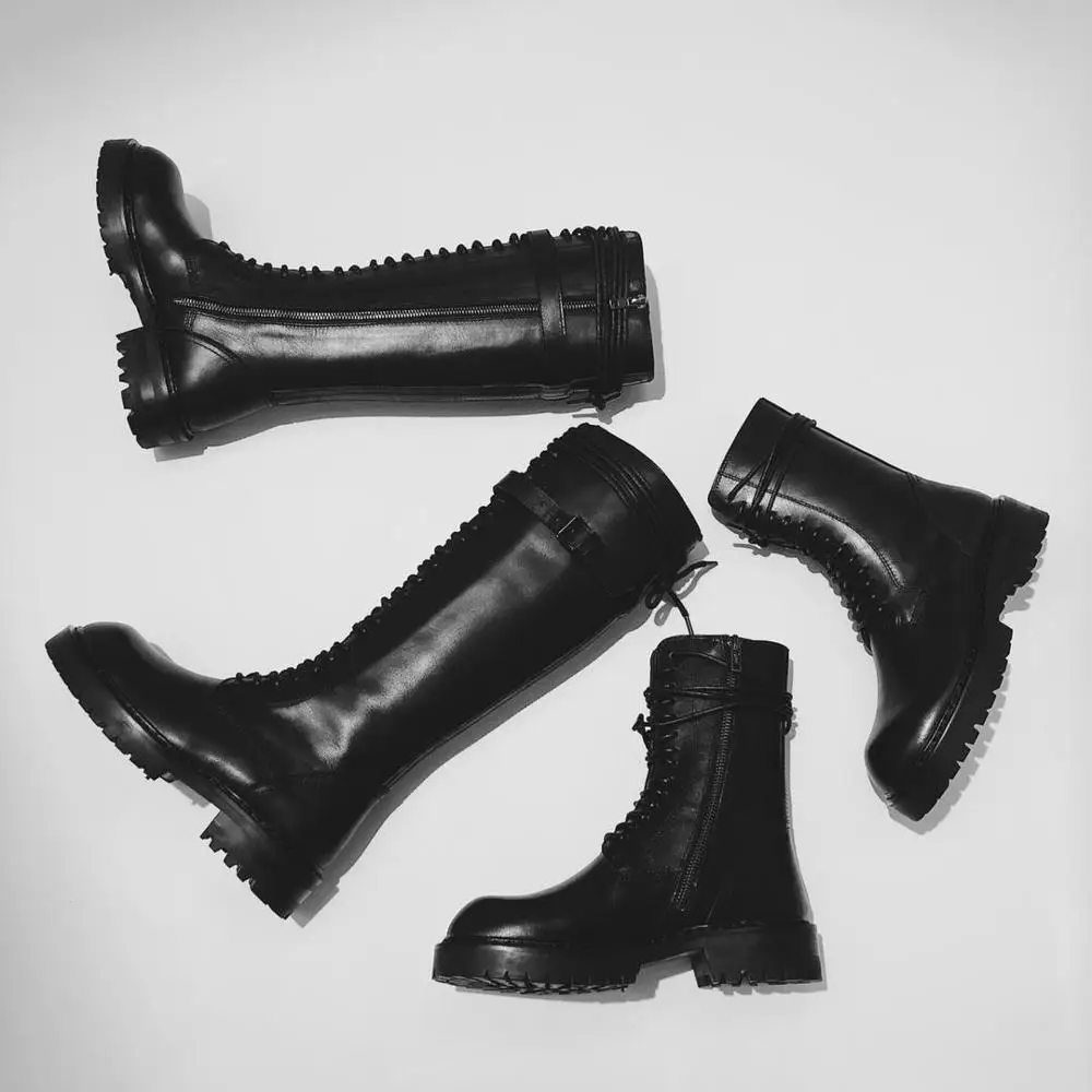 Star992* Каблук 3,5 см женские модные сапоги из натуральной кожи