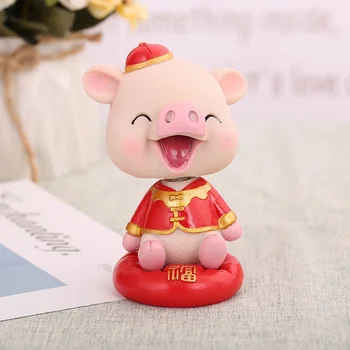 

New Car Ornament Cute Pig Toy Shaking the Head Spring Resin Model Automotive Interior Dashboard Decoration Trim Adornment Figure