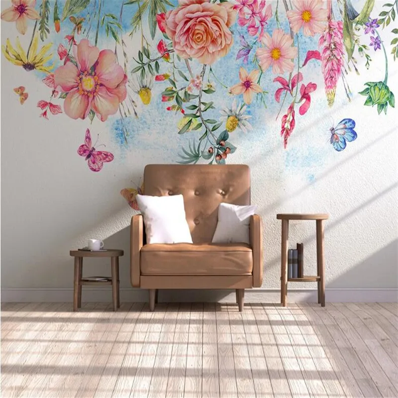 Large 3D wallpaper mural custom modern hand painted flowers background wallpaper mural