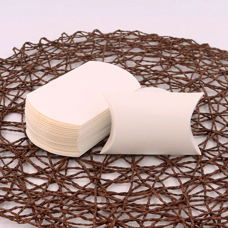 

10pcs/lot Newly Pure Blank Pillow Shape Box 6.5x9x2.5cm Happiness Candy Handmade DIY Jewelry Earrings Display Packing Paper Box