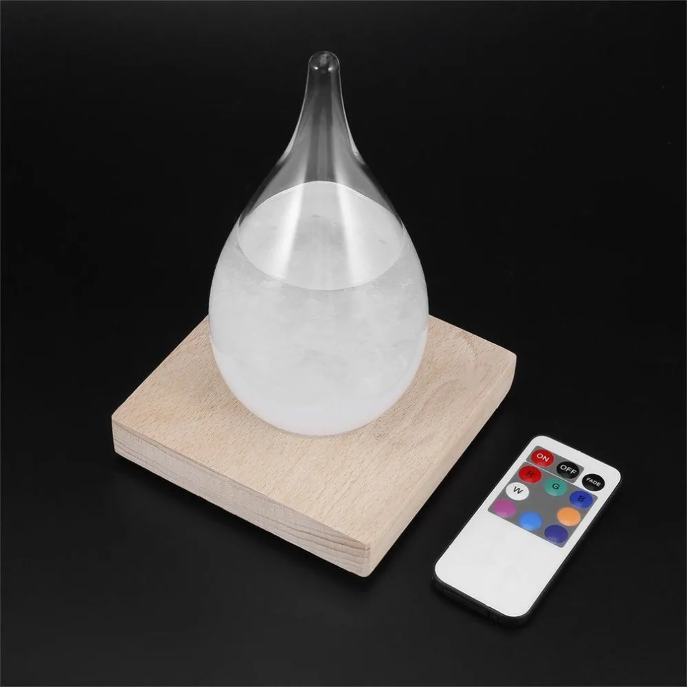 

17.5*8cm Weather Forecast Bottle Storm Glass Colorful Waterdrop Shape Ornaments with Base and Remote Control Dropshipping