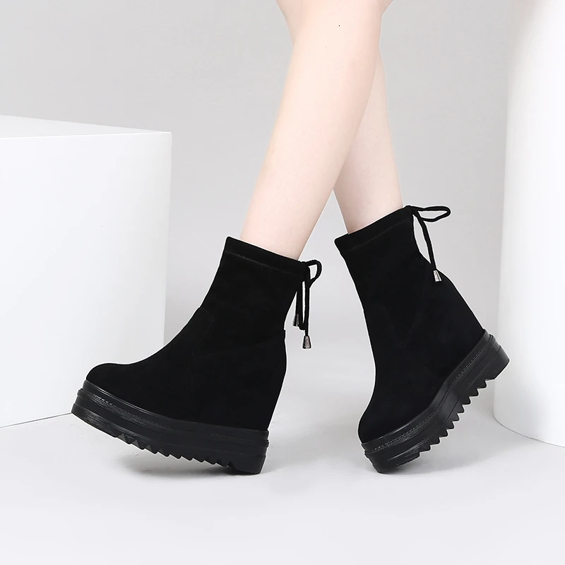 

Martin Boots Female Korean Version Of The Wild Muffin Thick Bottom Inside The Increased Wedge With Boots Boots Women's Shoes