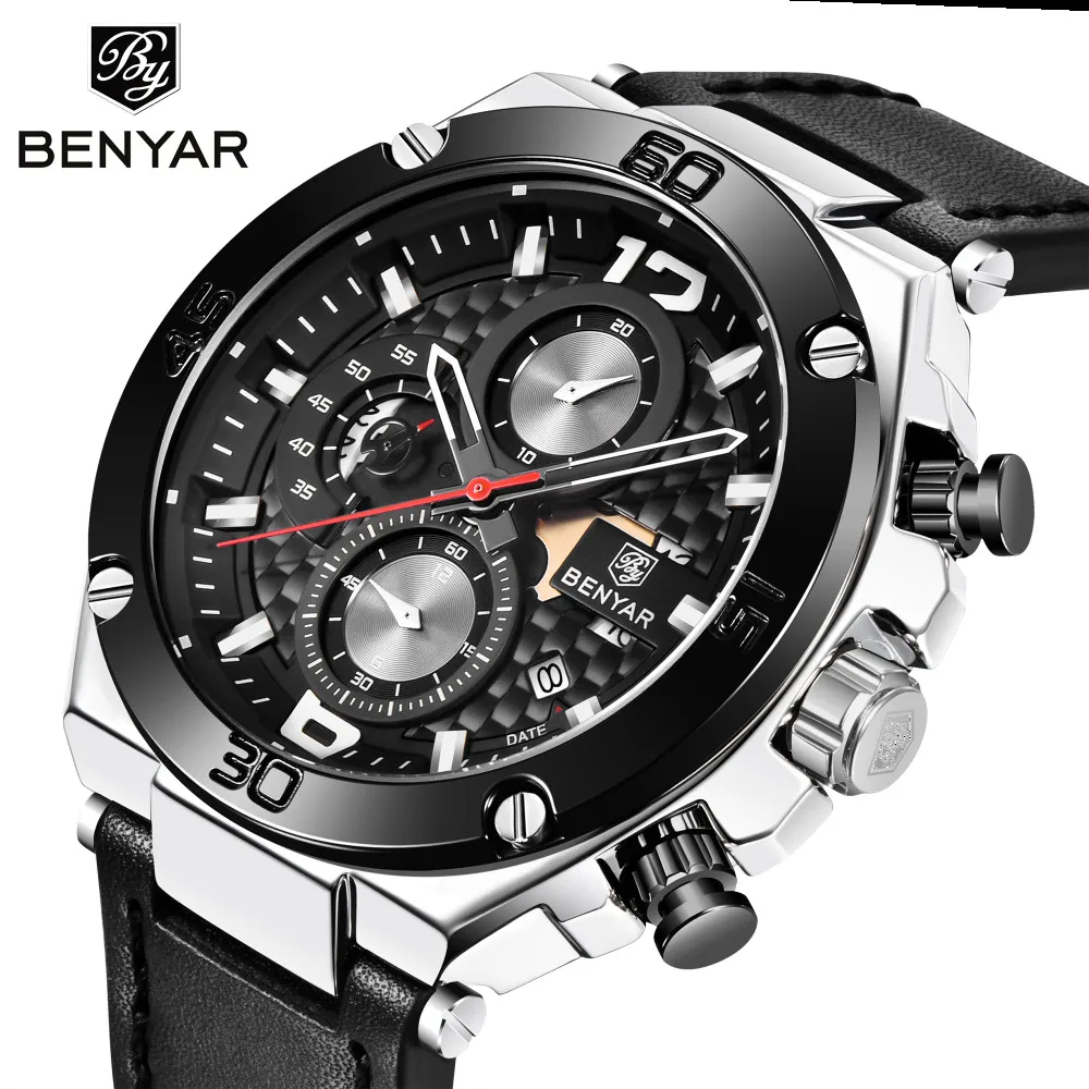 Relojes Hombre 2019 мужские часы BENYAR кварцевый хронограф лучший бренд класса люкс модные