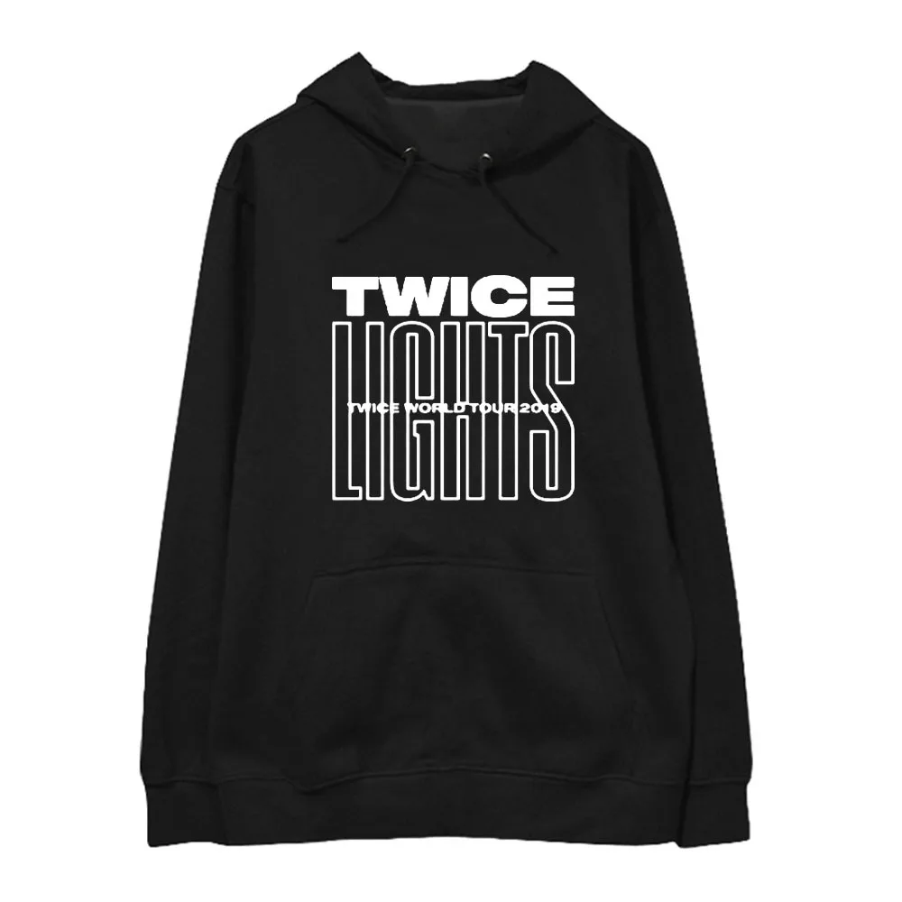 Kpop TWICE WORLD TOUR огни же Кепка толстовка осень зима костюм толстовки с длинными рукавами верхняя одежда Sueter Пальто - Цвет: Черный