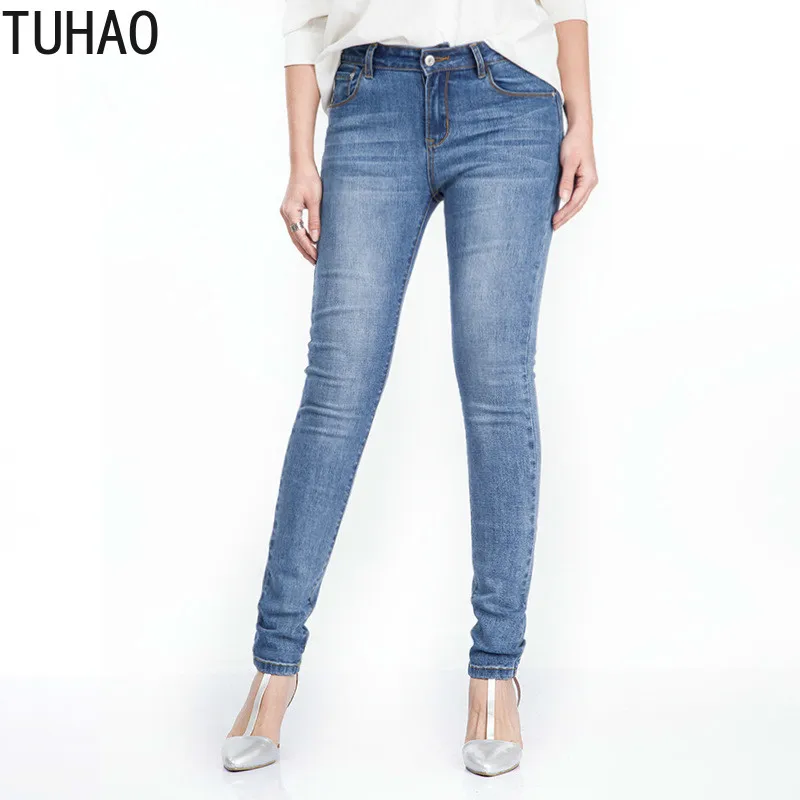 TUHAO 3XL 4XL Jeans Woman High Waist Plus Size Stretch Autumn Full Length Skinny Slim Denim Pants for Women 5XL 6XL Big WM5 | Женская