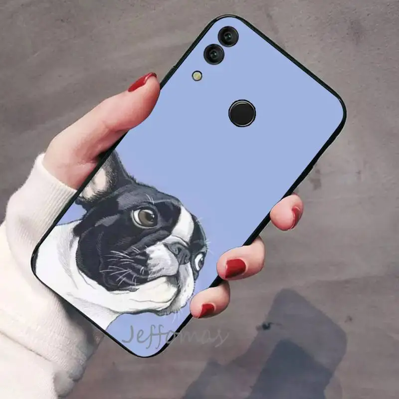 Cute Funny French Bulldog Phone Cover For Huawei Honor view 7a5.45inch 7c5.7inch 8x 8a 8c 9 9x 10 20 10i 20i lite pro pu case for huawei Cases For Huawei