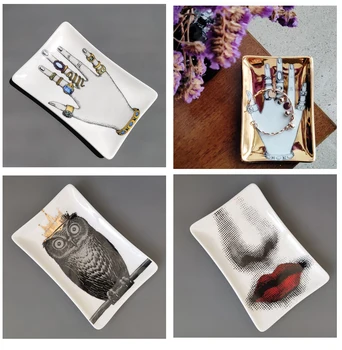 

RECTANGLE HUMAN FACE PLATES MILAN RETRO CERAMIC CRAFT JEWELRY KEY STORAGE DISH LITTLE FRUIT SUSHI SALAD NORDIC TRAY HOME DECOR