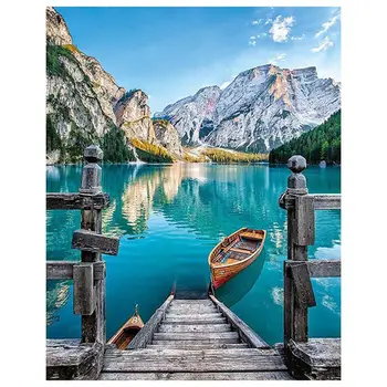 

Embroidery Diamond 5d Diy Diamond Painting Landscape Cross Stitch Kits Full Square Diamond Home Decor Mountains and Lakes