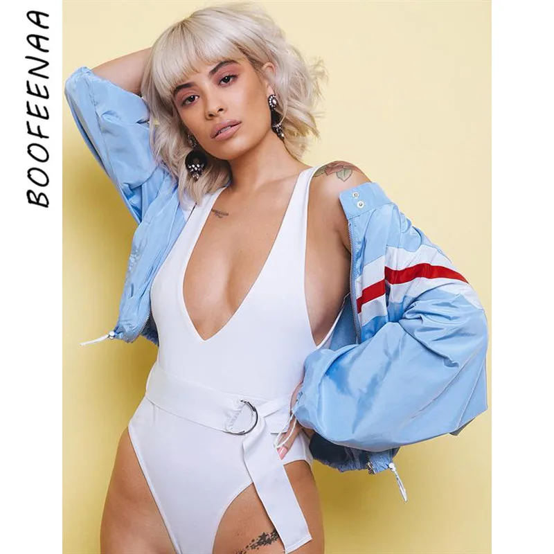 BOOFEENAA/укороченная куртка-бомбер с цветным блоком сезон осень 2019 уличная верхняя