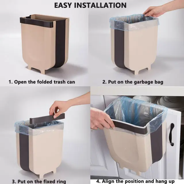 Wall Mounted Foldable Garbage Container Kitchen Cabinet Door Hang