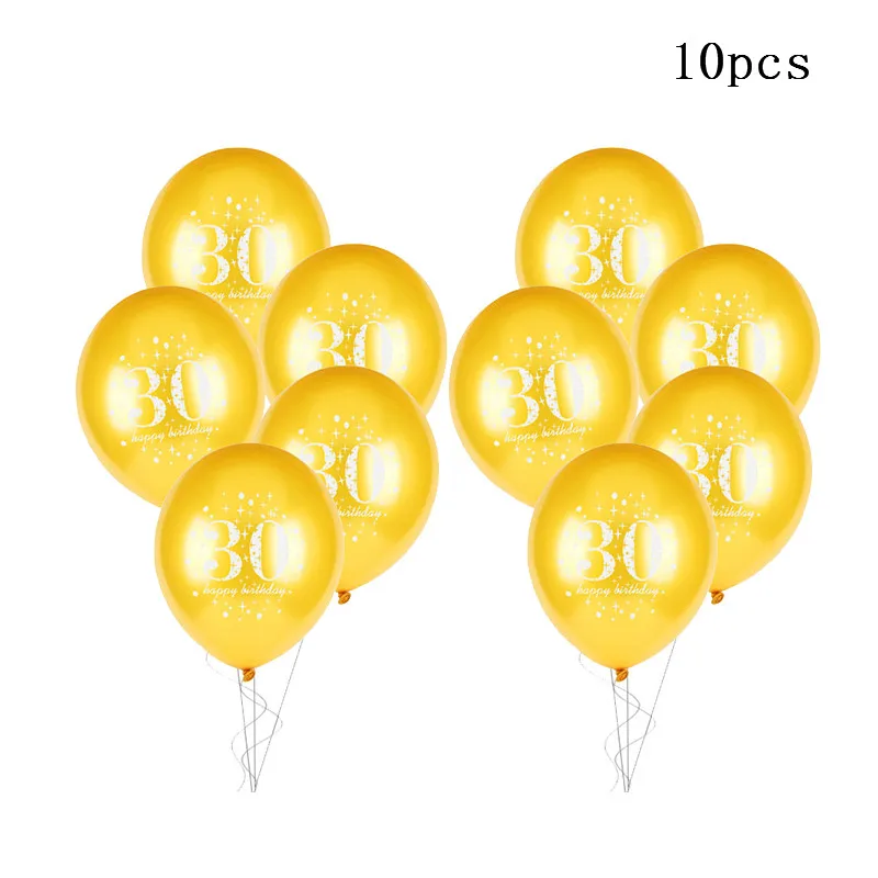 10pcs gold 30 30th 40th 50th латексный воздушный шар "Конфетти" С Днем Рождения украшения для взрослых 30 40 50 60 лет с днем рождения - Цвет: 10pcs gold 30