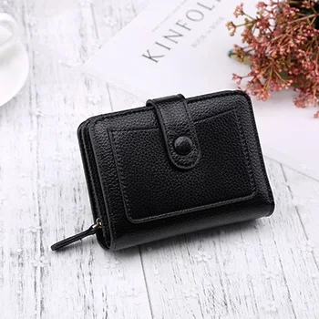 

Women Wallets 2019 New Luxury Brand Red Black Small Mini Coin Purse Hasp Card Holder Lady Wallet Zipper Female Leather Buckle