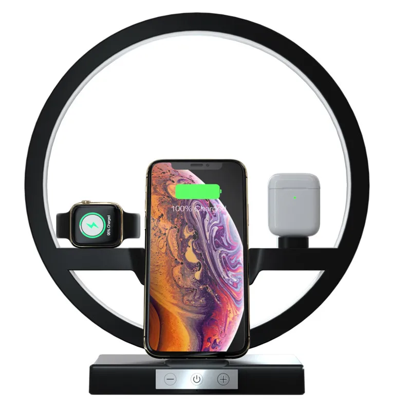 

3 In 1 Fast Wireless Charger Phone Charger for Apple Watch for Airpods Table Lamp Charging Base Bracket