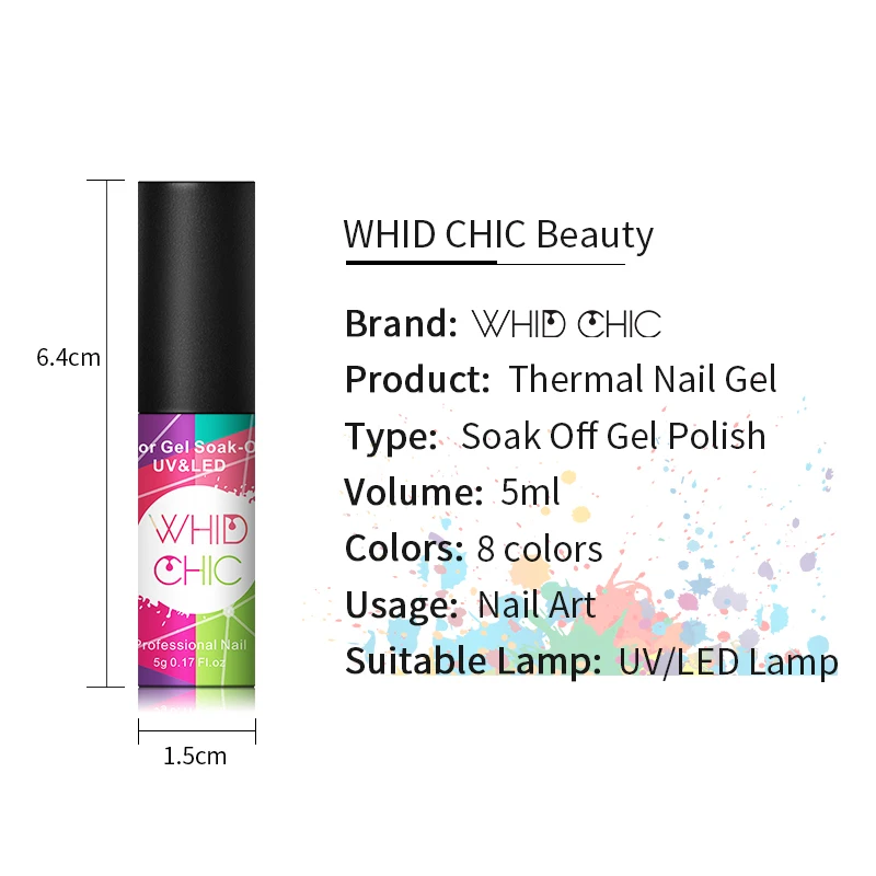 WHID CHIC 1 бутылка 5 мл Гель-лак для ногтей термальная серия изменение цвета температуры Блестящий Светодиодный УФ-лак для ногтей