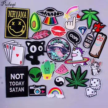 

Nirvana Patches On Clothes Embroidery Patches For Clothing Cat Stickers Unicorn Animal Iron On Patches For Clothes DIY Stripes