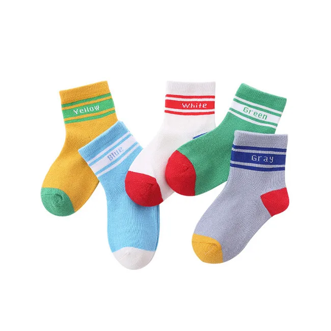 5 пар/лот, новые детские хлопковые носки на осень и зиму, модные спортивные носки в полоску с рисунком для маленьких мальчиков и девочек, подарки для детей, CN - Цвет: A1013