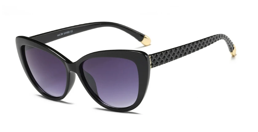 47286 кошачий глаз ретро солнцезащитные очки для мужчин и женщин Мода UV400 очки - Цвет линз: C1 black black