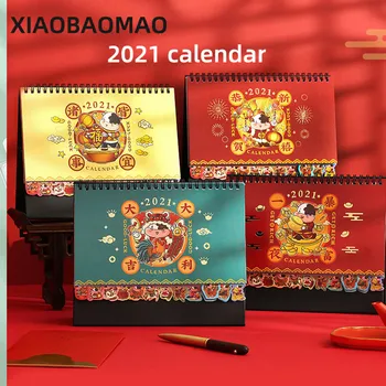 2021 new Kawaii Red Festive Calendar Coil Calendars Schedule Creative Desk Table Dates Reminder Timetable Planner 1