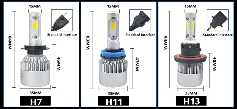 2 Шт. H11 LED H1 H7 H4 HB4 H3 H8 H27 HB3 H27 9005 9006 881 Светодиодные лампы для автомобильных фар 72W 8000LM Авто Лампа накаливания 6500K 12V Лампа