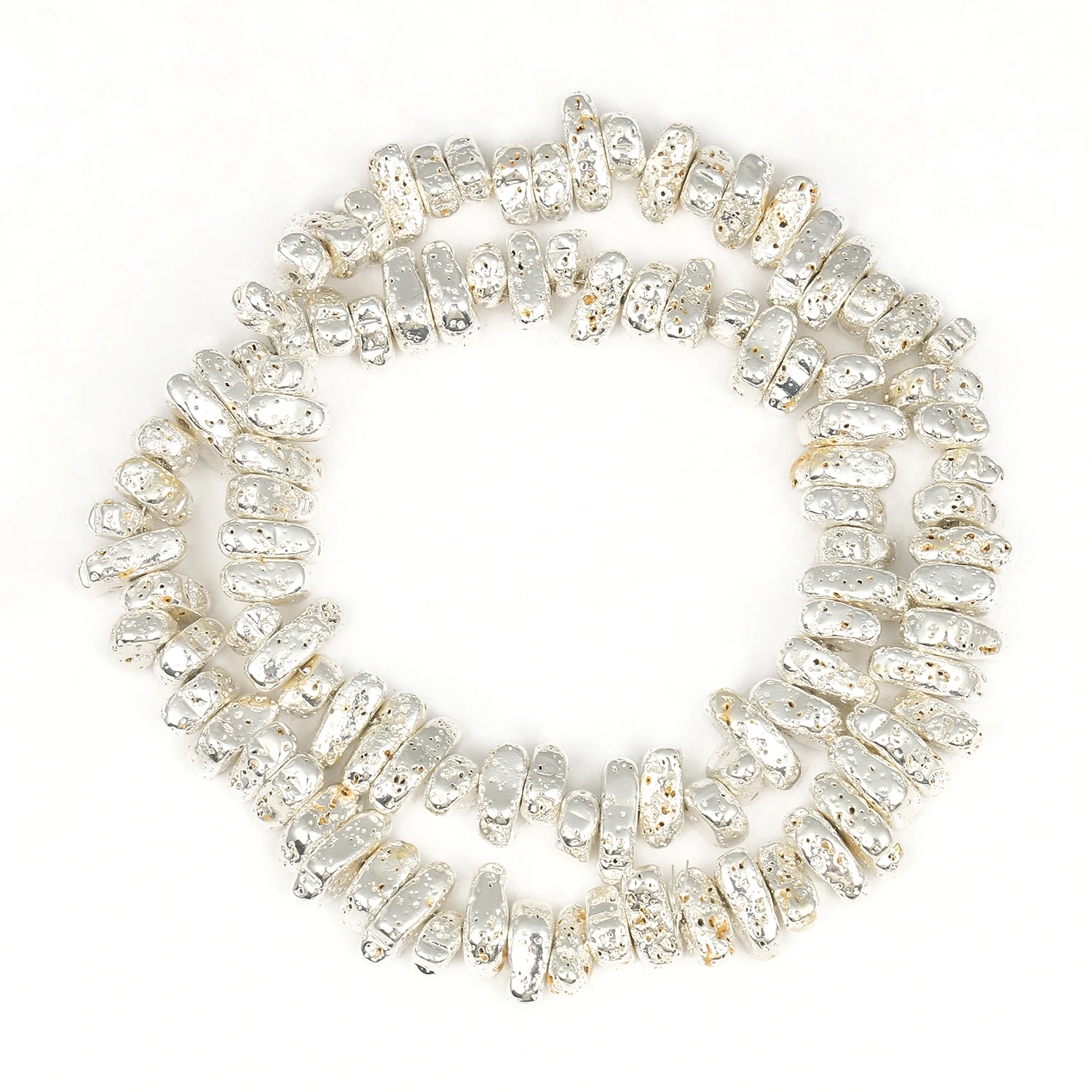 Natürliche unregelmäßige vulkanische Lavastein Roségold Silber Farbe Hämatit lose Perlen für Schmuckherstellung DIY Armband 15''Zoll – Detail 13