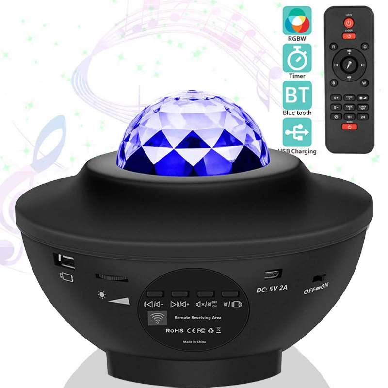 LED Star Galaxy Projector Ocean Wave Night Light Room Decor Rotate Starry Sky Porjectors Luminaria Decoration Bedroom Lamp Gifts | Лампы и