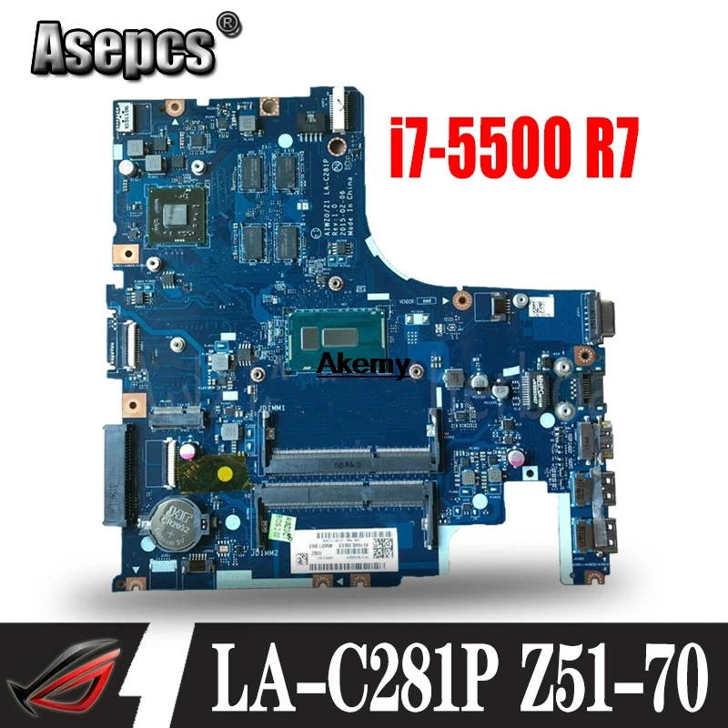 

LA-C281P Laptop motherboard for Lenovo Ideapad Z51-70 original mainboard I7-5500U R7-Video