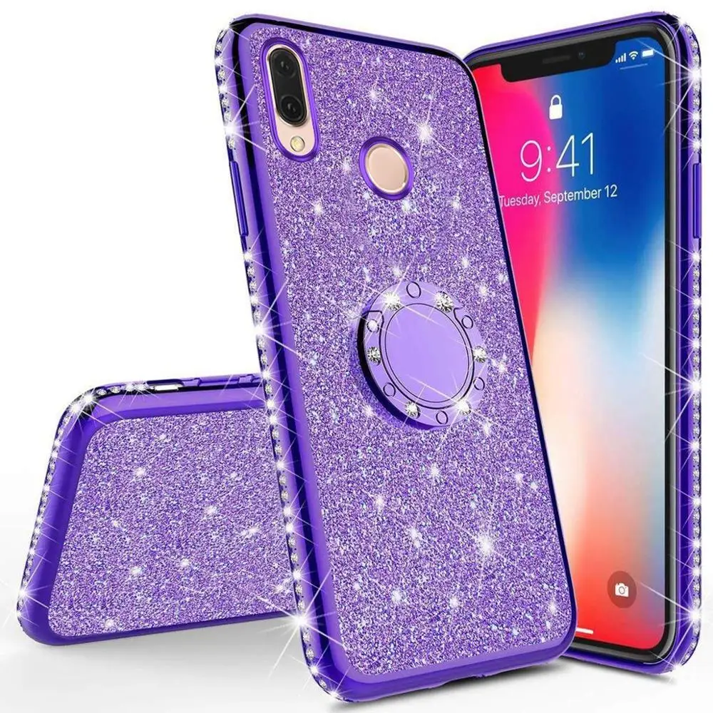 

Glitter Diamond Case For XiaoMi Mi A2 lite RedMi Note 7 8 Pro 7s 6 6A 6 PRO 5 Plus Note 5 Pro K20 Magnetic Finger 360 Ring Cover