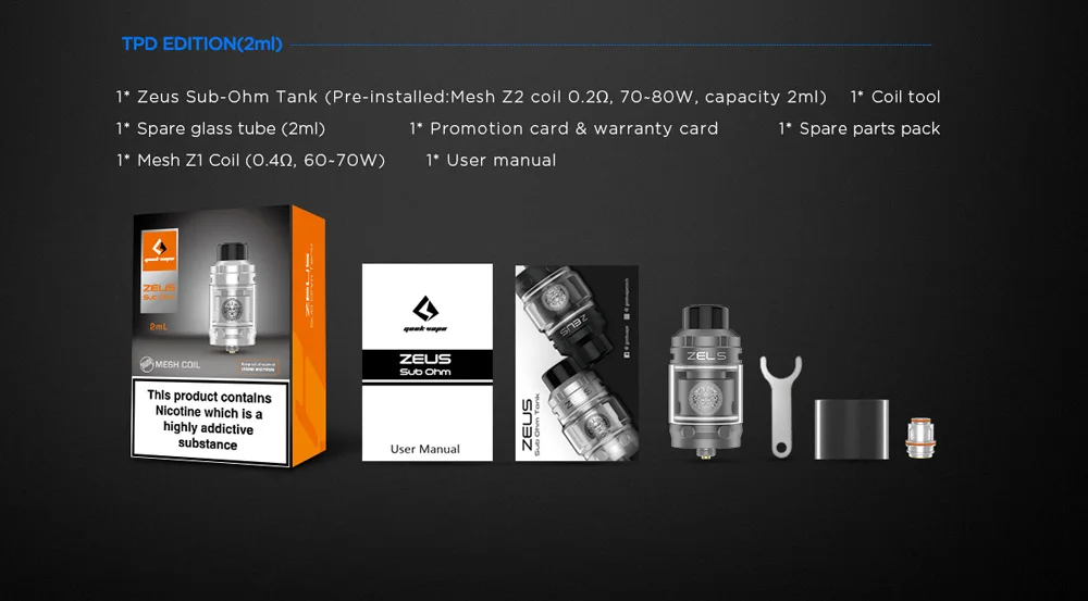 Zeus subohm Танк Geekvape Zeus sub Ом бак 2 мл/5 мл распылитель сетка катушки и Предварительно Построенная катушка 810 капельного наконечника против zeus x fit aegis legend