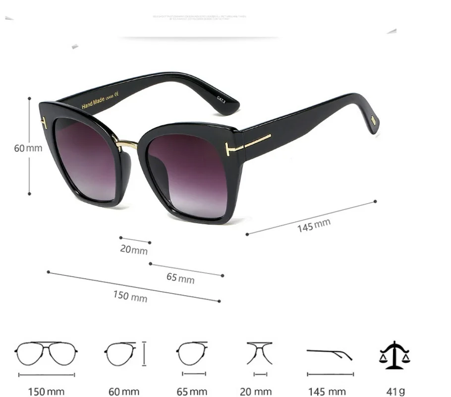 best sunglasses for big nose classic Design Cat Eye Shades Sunglasses Women Men Traveling Metal T Sun Glasses for Woman Square Glasses Oculos zonnebril dames rectangle sunglasses