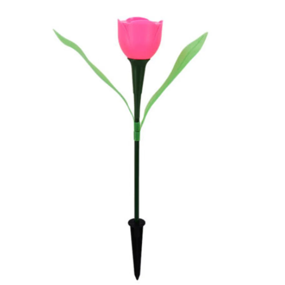 Outdoor Solar Powered Luminous Tulip Flower Led Light Garden Lawn Landscape Lamp - Цвет: Pink