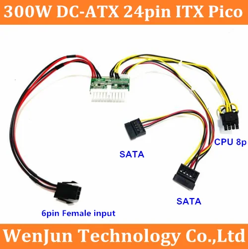 Entrada Pico Atx Switch Mineração Psu 24pin Mini Itx dc para Atx pc Fonte de Alimentação para Computador Mais 4pin Cpu 8pin Ide Mais 2pin 300w 12v