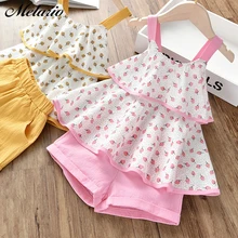 Комплекты одежды «меларио» г. Одежда для детей футболка без рукавов с бантом+ штаны с принтом комплекты детской одежды из 2 предметов костюм для маленьких девочек