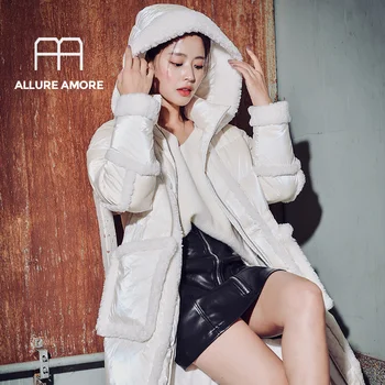 

2019 new style school overcome winter white duck down warm down jacket loose coat solid color jacket windproof